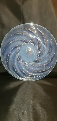 Vintage R Lalique Crystal Serving Plate Fish Bubbles Opalescent Clear Signed  • $749.99
