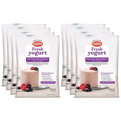 EasiYo Fat Free Mixed Berry 8 Pack Yoghurt Sachet Pack Makes 1KG Yogurt Powder • £30.99