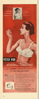 1950 Vintage Lingerie Ad PETER PAN 'Hidden Treasure' Bra- 080613 • $9.99