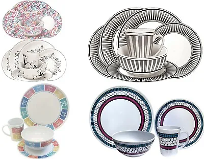 16-Piece Melamine Dinner Set Family Picnic Tableware Party Plates Bowls Mugs Set • £39.95