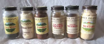 Lot Of 6 Vintage Spice Island Glass Spice Jars Bottle Metal Lids • $14.99