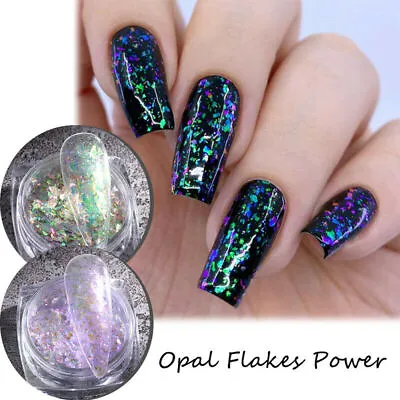 Aurora Nail Powder Holographic Glitter Iridescent Sequins Crystal Nail Foils DIY • $2.22