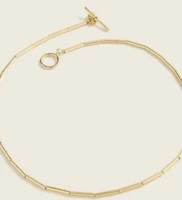 NWT J.Crew Metal Tube Necklace Burnished Gold One Sz Watts Stick Necklace BB129 • $15