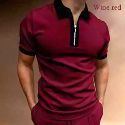 Polo T Shirt Men Zipper Collar Fashion Golf Sport Long & Short Sleeve Casual Zip • $27.86