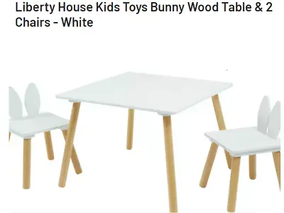 Kids Table 2 Chairs Liberty House Toys Bunny Wood White Set Children Gift Small • £45.98