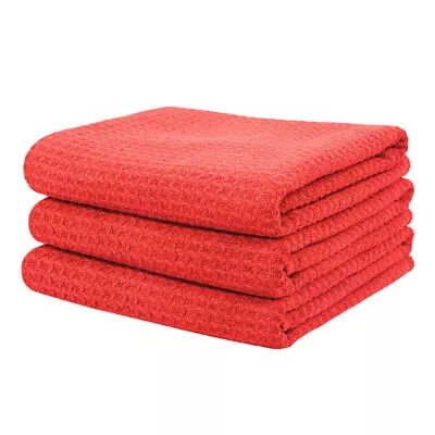 3 Pcs Professional Waffle Weave Gray Matter Microfiber Drying Towel 24  X 16  • $13.99