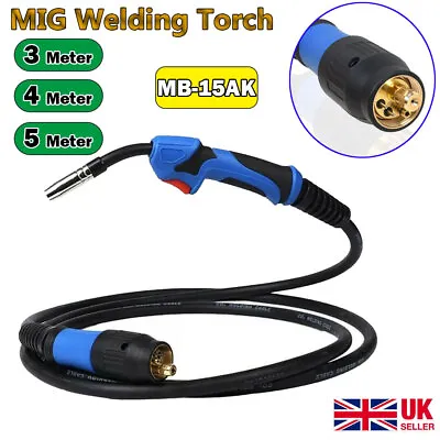 MB15AK MIG/MAG/CO2 Welding Torch Gun Gas Shielded Binzel Euro Connector 3M 4M 5M • £33.99