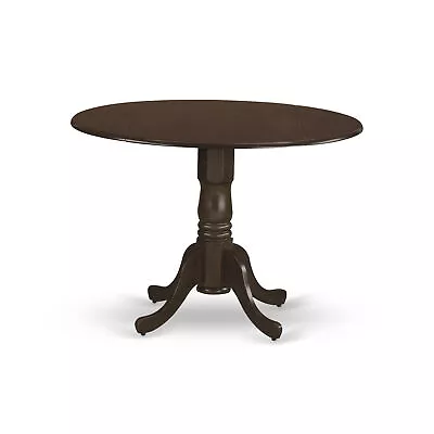 Dunblin Round Wood Dining Table With 29  Drop Leaves In Espresso • $179.99