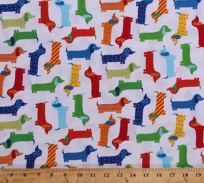 Dachshunds Dogs Puppies Urban Zoologie Kids Cotton Fabric Print BTY D575.71 • $10.95