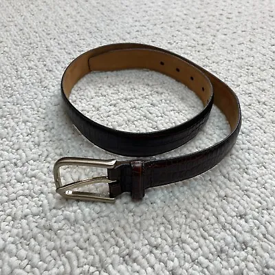 Tasso Elba Italian Leather Belt Mens 32/80 Brown Handcrafted 0606 Snake Skin • $18.88