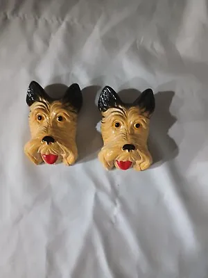 Vtg  Pair Of Chalkware Scottie Dog Face Plaques Wall Hagings Mid Century Modern  • $22.15