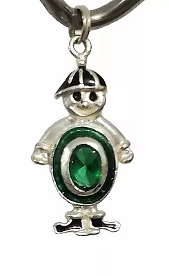 Sterling Silver Boy Charm Pendant Emerald Green May Birthstone 925 Mother's Day • $11.95