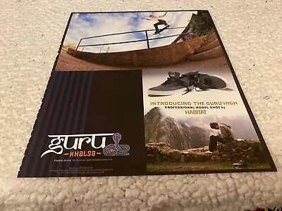 Framed Skateboarding Advert/picture 11x8  The Guru High Habitat Shoe - Khalsa • £29.99