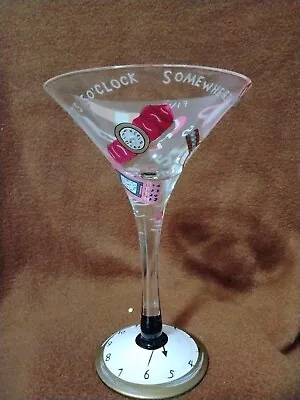 Lolita 5 O'clock Somewhere-Tini Hand-Painted Martini Glass With Recipe  7oz • $18