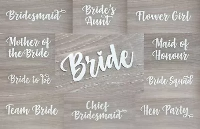 £2.69 • Buy WHITE GLITTER Wedding Iron On Heat Tshirt Transfer Bride Bridesmaid Hen Party 