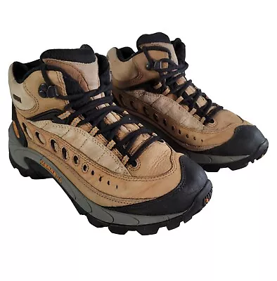 Merrell Boots Womens 8.5 Pulse Mid Gore Tex Brown Smoke Waterproof Hiking • $29.99