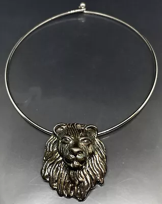 Vtg Monet Collar Necklace With Sterling Silver 925 Lion Head Pendant Signed RS✨ • $95