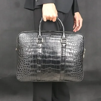 Black Crocodile Alligator Leather Skin Document Bag Briefcase For Men And Women • $850