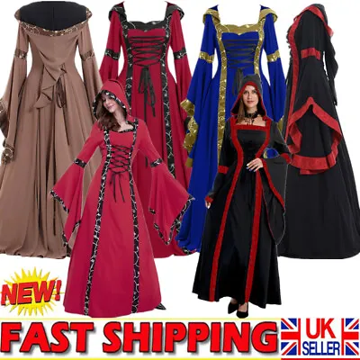 Women Victorian Medieval Dress Renaissance Gothic Cosplay Costume Carnival Gown • £33.99