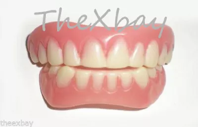 $22.49 • Buy SECURE INSTANT SMILE False Fake Cosmetic Teeth Veneer UPPER & LOWER SET