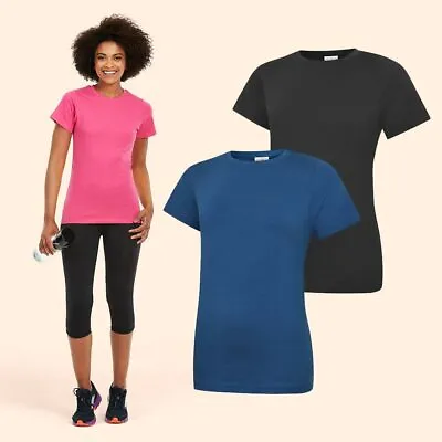 £5.99 • Buy Ladies Plain T Shirt - All Colour & Sizes - Quality Cotton Girls Tight Fit Top
