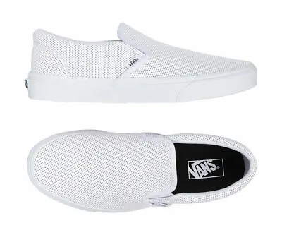 Vans Shoes Classic Slip On White Perforated Leather Cso Free Post Aust Seller • $79.95