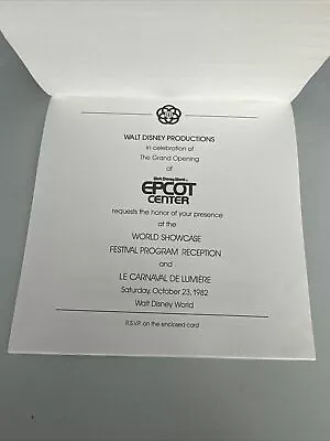 1982 EPCOT WALT DISNEY WORLD GRAND OPENING Festival Cast Member INVITATION RARE • $119