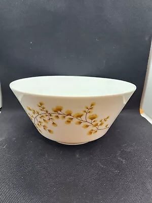 Martha Stewart Maidenhair Fern Yellow Serving Bowl 9  White Leaves ~ Mint • $18