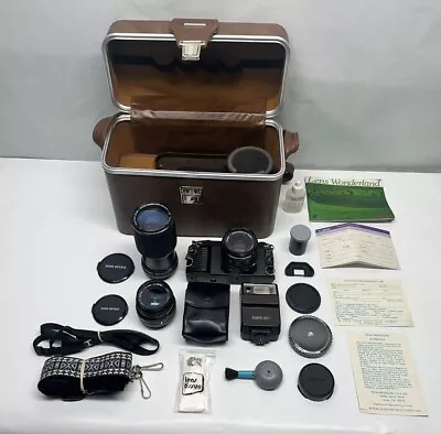 Vintage Canon T 50 1:1.8 50mm Lens & 2 Toyo Lenses W/ Inserts & Case - TESTED • $145