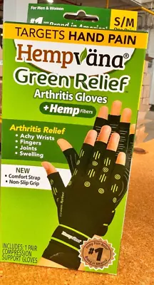 Hempvana Green Relief Arthritis Compression Gloves Comfort Strap Size S/M • $12