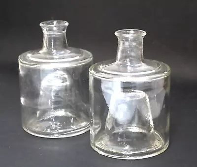Vintage Mod Dep Jars Bottles Round Clear Glass Set 2 • $14.95