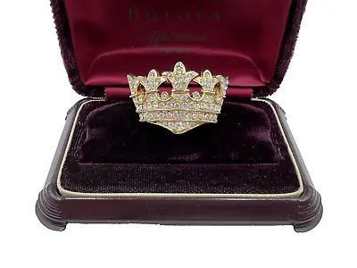 Vintage Stunning Crown Brooch Clear Sparkling Rhinestones Goldtone Looks Regal! • $9.99