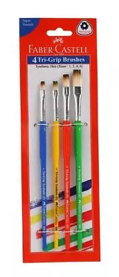 Low Cost Pack Of 4 Faber Castell Tri Grip Brush Flat School Student Art Craft • $11.20