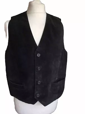 Vintage JONH F. Gee Suede Leather Waistcoat Vest Black Men's M • $14.92