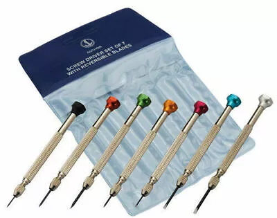 Watchmakers / Jewellers Screwdriver Set Of 7 With Reversible Blades Watch Repair • $13.08