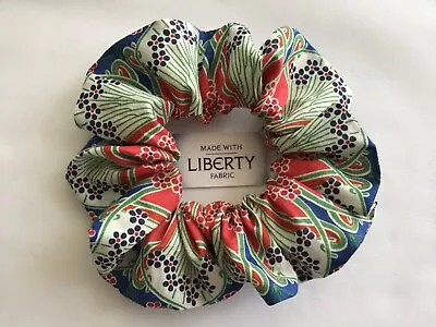 Liberty London Ianthe Fabric HANDMADE HAIR SCRUNCHIE Gift Red / Blue • £5.50