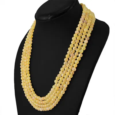 Genuine Aaa 495.00 Cts Natural 4 Line Rich Yellow Aventurine Beads Necklace (rs) • $24.99