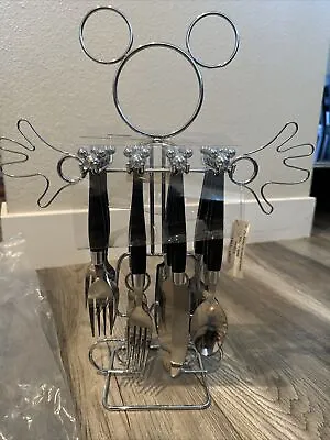 Disney Parks 17 Piece Flatware Set Icon Mickey Mouse Silverware And Caddy New • $140