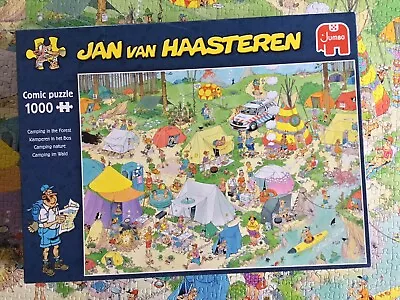 Jan Van Haasteren 1000 Piece Jigsaw Puzzle - Camping In The Forest - Complete • £4.50