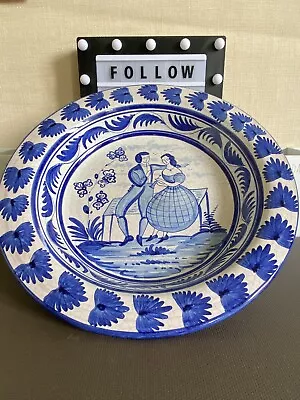 £20 • Buy Vintage Unusual Blue & White Ubeda Crackle Glazed Pottery  Bowl, Delft Style
