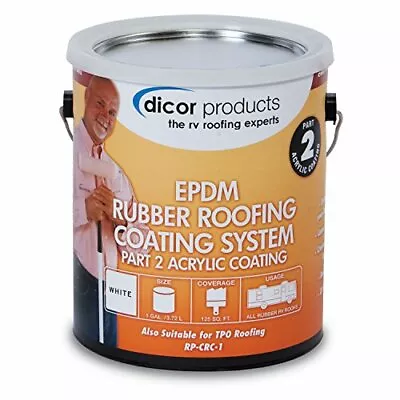 Dicor RP-CRCT-1 EPDM Rubber Roofing Acrylic Coating 1 Gallon Tan For RV Vehicle  • $105.97