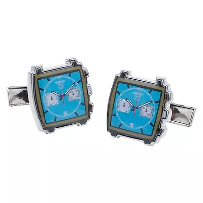 Novelty Watch Head Cufflinks Monaco Style Steve McQueen Le Mans • £12.20