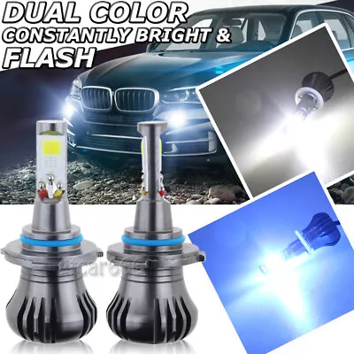 9006 HB4 LED DRL Fog Driving Light Bulb Dual Color Strobe Flash White + Ice Blue • $18.84