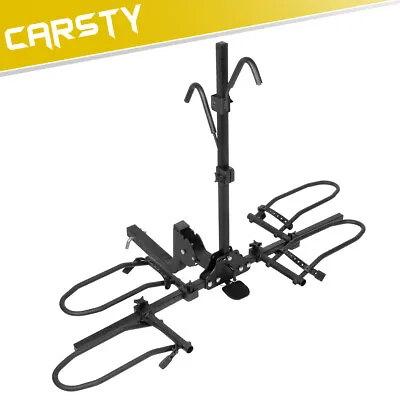 CARSTY Folding 2 Bike Rack Hitch Mount 2  Receiver For Standard & Fat Tire • $129.99