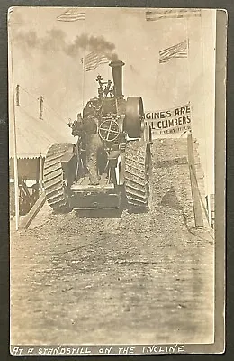 Antique 1910’s Northwood N.D. Steam Engine Tractor Hill Climb RPPC Postcard • $85