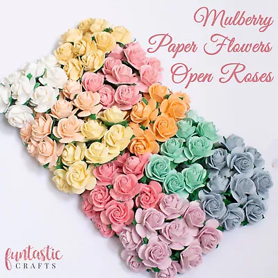 Mulberry Paper Open Roses Handmade Paper Flowers Crafts Decoration Pack Of 20 • £2.39