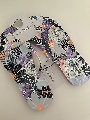 Vera Bradley NWT Flip Flops PALM FLORAL Tropical Size Large 9-10 • $24.99