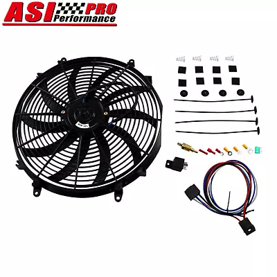 16  12V Electric Slim Push Pull Fan & Mount Kit Radiator Engine Cooling Pro • $42.99