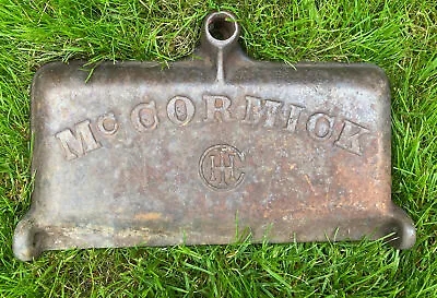 ANTIQUE McCormick Chicago Tool Box Lid Cast Iron Tractor Mower Implement M539 • $59.99