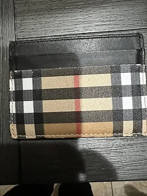 Burberry Vintage Check Leather Sandon Card Case Black Beauty! • $88
